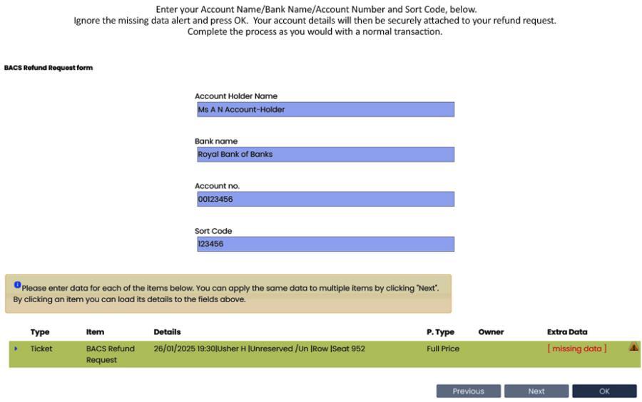 Sample BACS Form